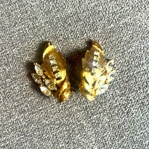 Kramer clip gold and rhinestone earrings